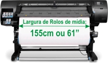 A Impressora HP Ltex 260, CQ869A, com tinta Latex, tem a largura de impresso ideal para a maioria dos rolos de tecidos, ou seja, 155cm ou 61 polegadas de largura de impresso