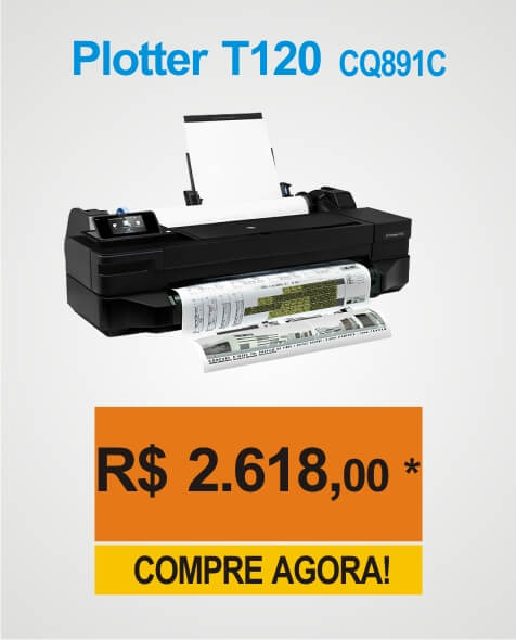 Promoção de Arassar da Impressora Plotter HP Designjet T120. Compre já a sua T120!
