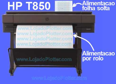 Nova Plotter HP Designjet T850 com suas duas fontes de papel