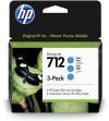 3ED77A - Cartucho HP Triplo (3 cartuchos na mesma embalagem)  HP 712 ciano. 3 x 29 ml