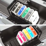 9 Tintas HP Vivid Photo. Faça upgrade para incluir HP Gloss Enhancer e ter uniformidade no brilho