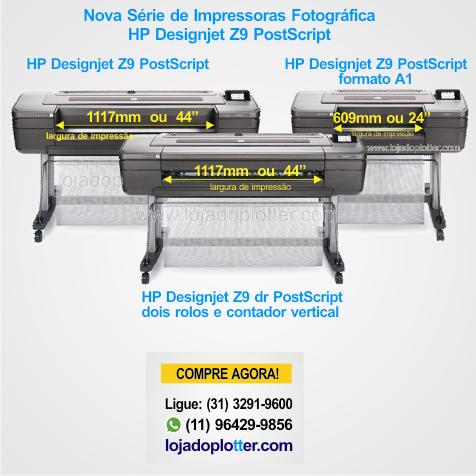Nova Série de Impressoras Fotográficas HP Designjet Z9 PostScrip com 3 modelos. Escolha o que melhor lhe atende e compre já na Loja do Plotter