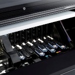 Cabeças de Impressão HP Látex 831. Seis cabeçotes de impressão HP fornecem 12.672 orifícios de impressão