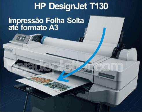 Impressão de Folha solta formatos A4 e A3 na HP Designjet T130